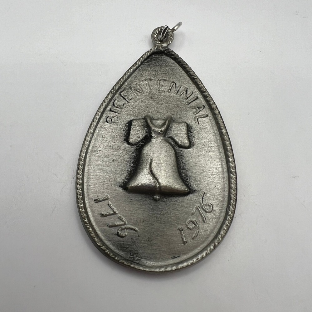 Bicentennial Pewter Metal Pendant Liberty Bell 1776 1976 by Geri